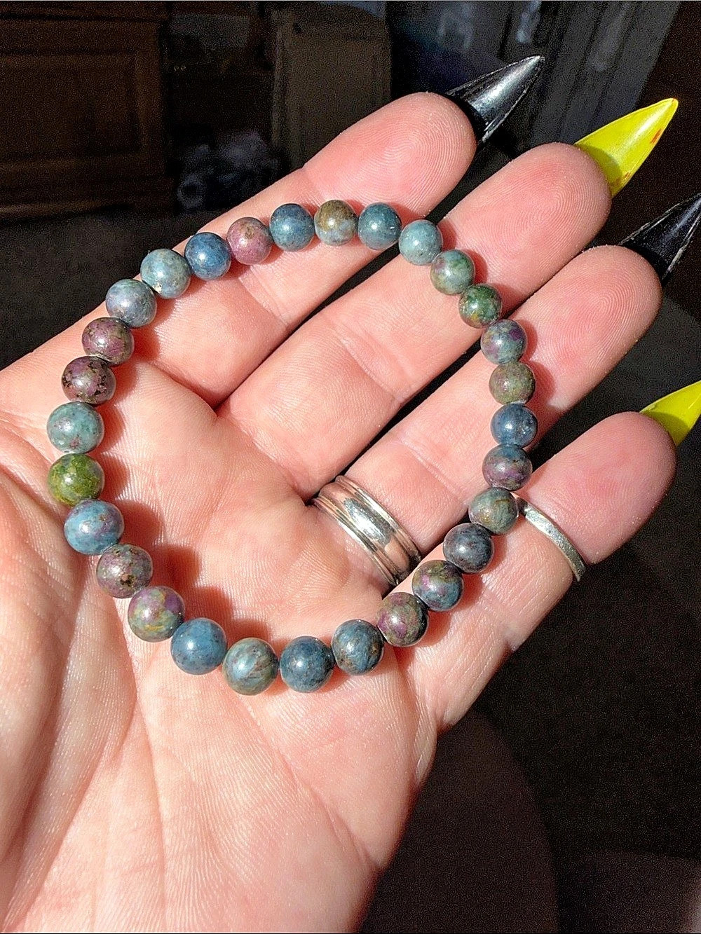 Multicolor Beaded Stretch Bracelet African blood stone 6mm